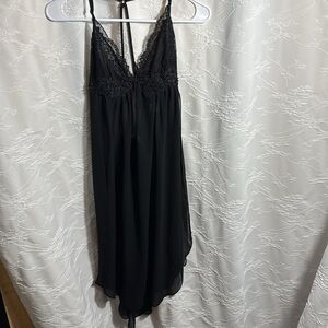 Linea Donatella nighty black long with beaded detail on bodice sheer medium